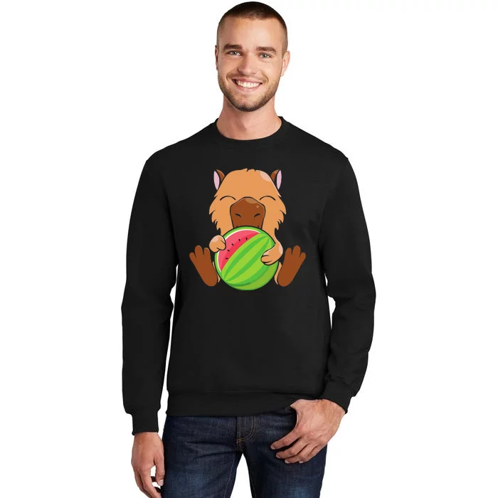 Capybara Cute Eating Watermelon Capybara Sweatshirt