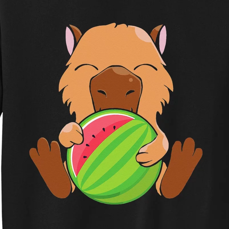 Capybara Cute Eating Watermelon Capybara Sweatshirt