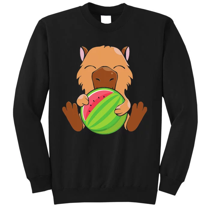 Capybara Cute Eating Watermelon Capybara Sweatshirt