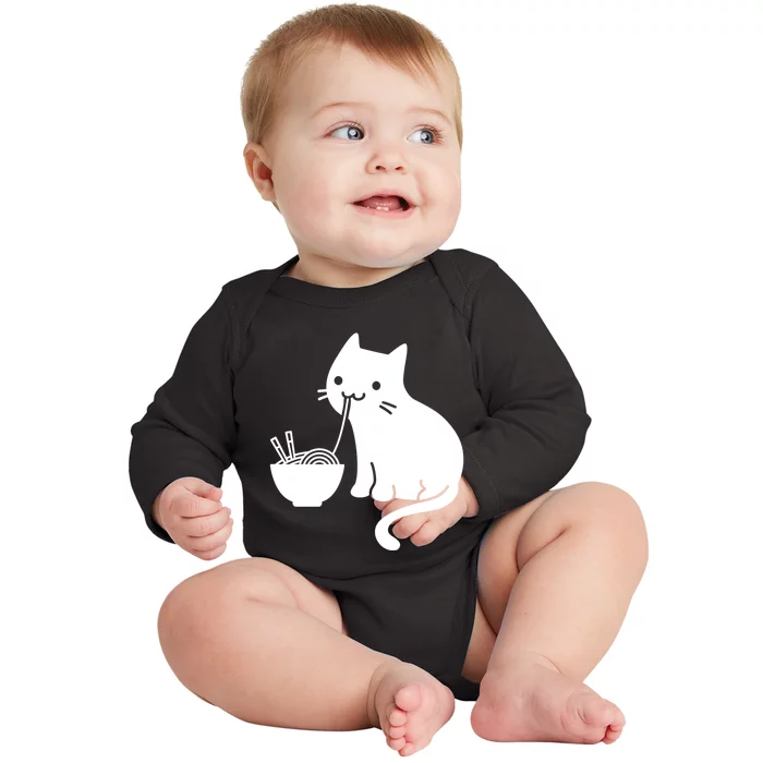 Cute Cat Eating Ramen Baby Long Sleeve Bodysuit