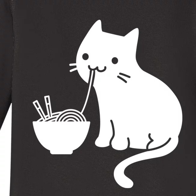 Cute Cat Eating Ramen Baby Long Sleeve Bodysuit