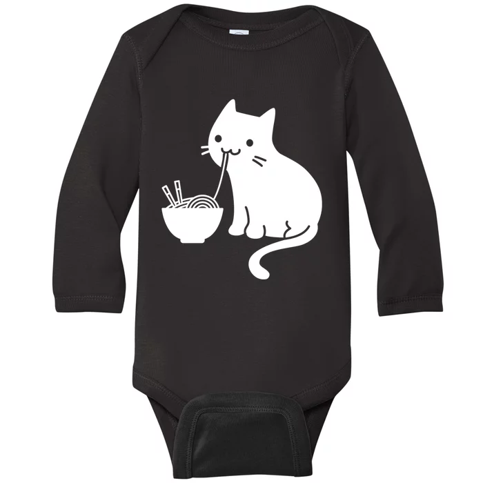 Cute Cat Eating Ramen Baby Long Sleeve Bodysuit