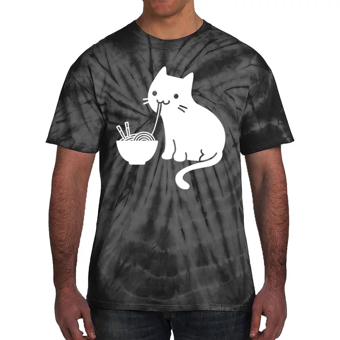 Cute Cat Eating Ramen Tie-Dye T-Shirt