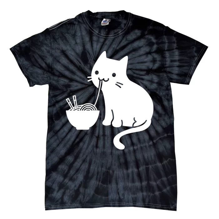 Cute Cat Eating Ramen Tie-Dye T-Shirt