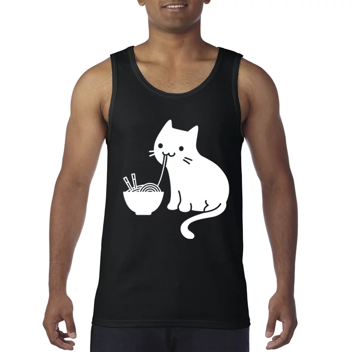 Cute Cat Eating Ramen Tank Top