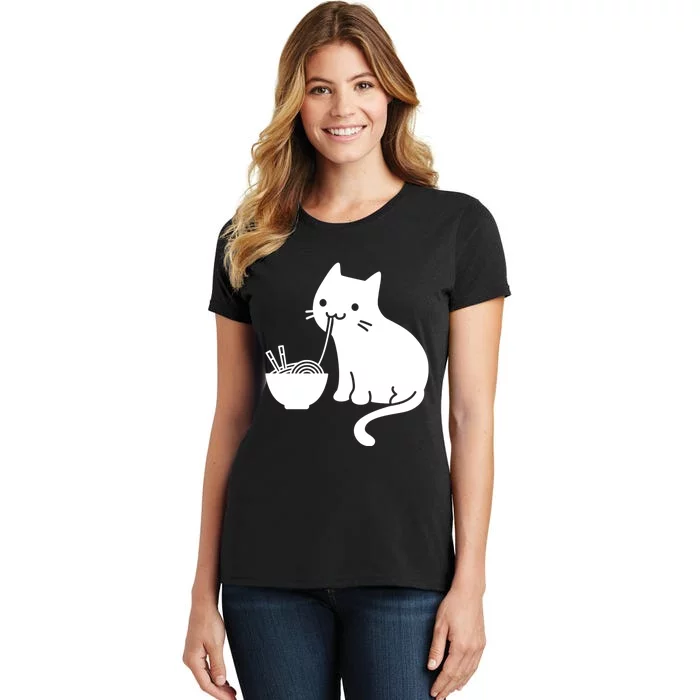 Cute Cat Eating Ramen Women's T-Shirt