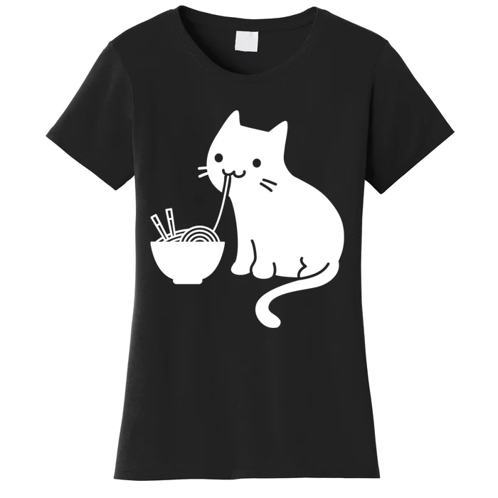 Cute Cat Eating Ramen Women's T-Shirt