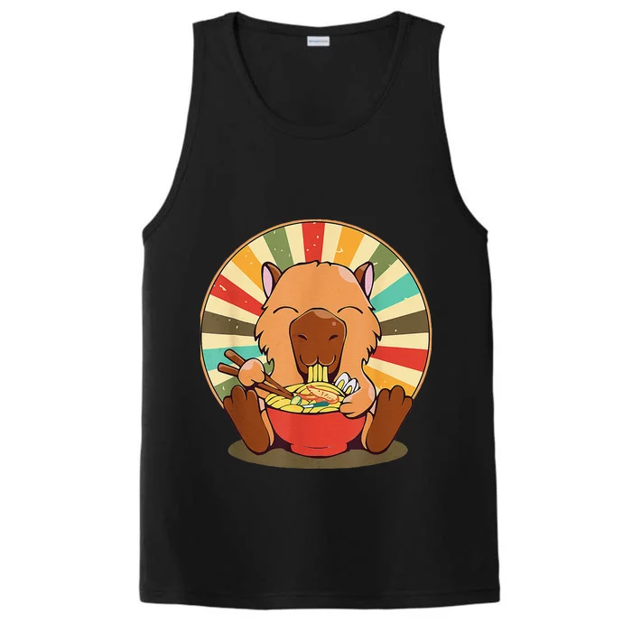 Cute Capybara Eating Ra Funny Animal Anime Manga Performance Tank