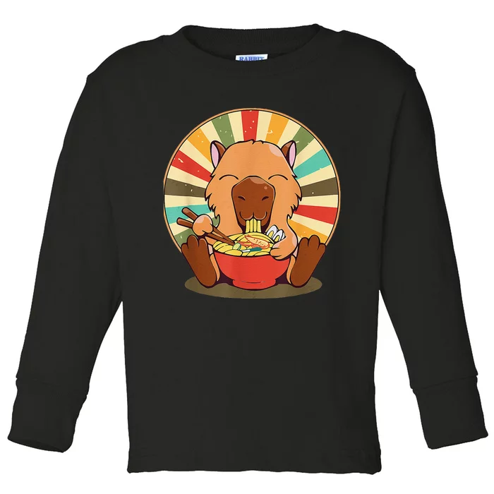 Cute Capybara Eating Ra Funny Animal Anime Manga Toddler Long Sleeve Shirt