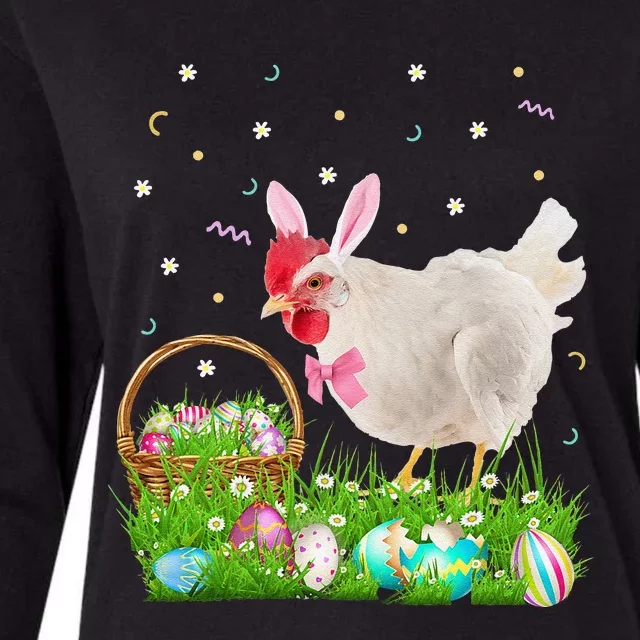 Cute Chicken Easter Day Bunny Eggs Easter Costume Gifts Womens Cotton Relaxed Long Sleeve T-Shirt