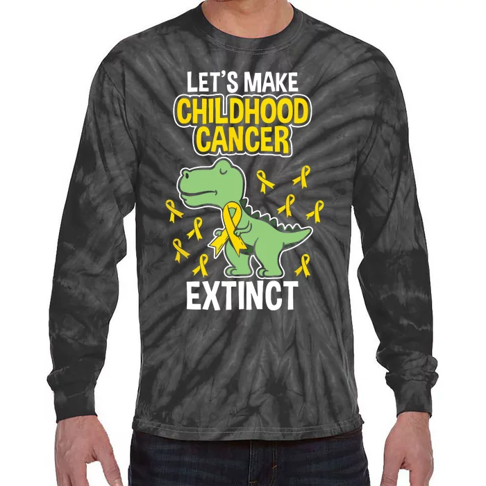 Childhood Cancer Extinct Dinosaur Dino Pediatrician Pedia Tie-Dye Long Sleeve Shirt