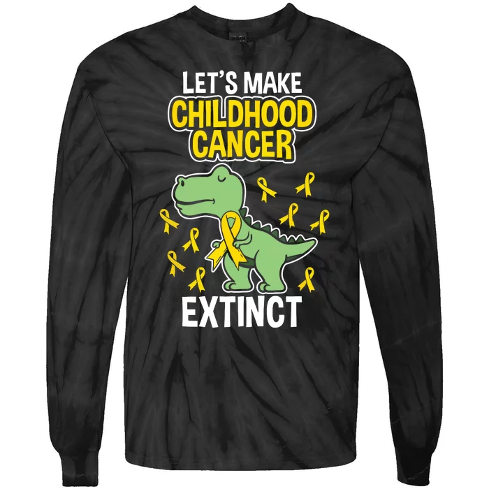 Childhood Cancer Extinct Dinosaur Dino Pediatrician Pedia Tie-Dye Long Sleeve Shirt