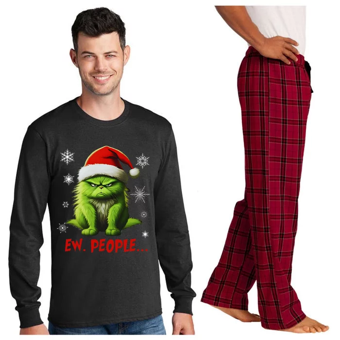 Christmas Cat Ew People Meowy Cat Lovers Long Sleeve Pajama Set