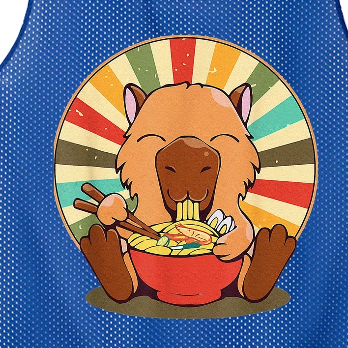 Cute Capybara Eating Ramen Funny Animal Anime Manga Mesh Reversible Basketball Jersey Tank