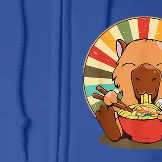 Cute Capybara Eating Ramen Funny Animal Anime Manga Full Zip Hoodie