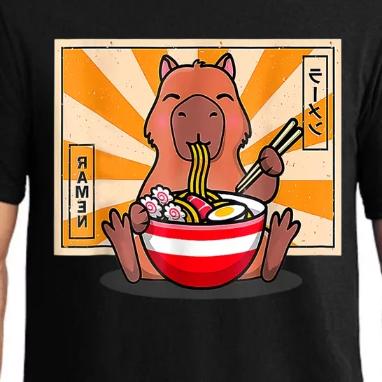 Cute Capybara Eating Ramen Funny Animal Anime Manga Pajama Set