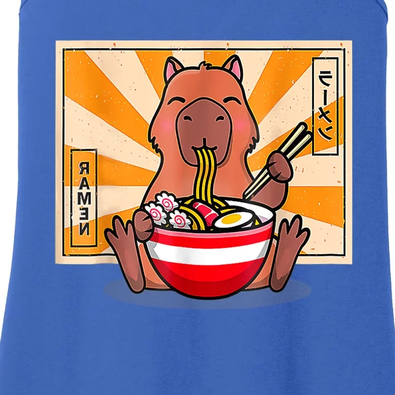 Cute Capybara Eating Ramen Funny Animal Anime Manga Ladies Essential Tank