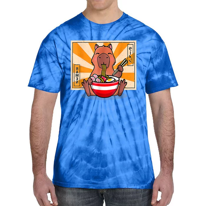 Cute Capybara Eating Ramen Funny Animal Anime Manga Tie-Dye T-Shirt