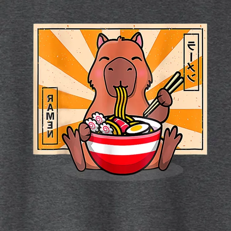 Cute Capybara Eating Ramen Funny Animal Anime Manga Women's Crop Top Tee