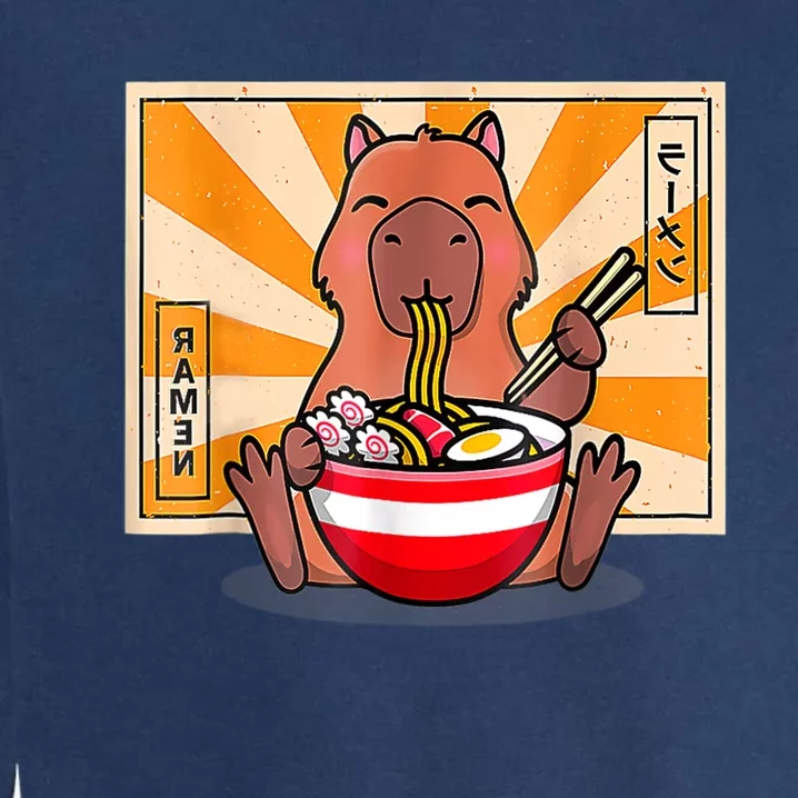 Cute Capybara Eating Ramen Funny Animal Anime Manga Garment-Dyed Sweatshirt