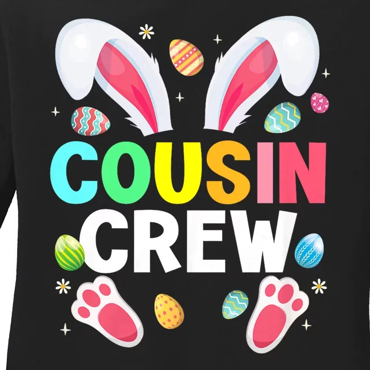 Cousin Crew Easter Bunny Family Matching Ladies Long Sleeve Shirt