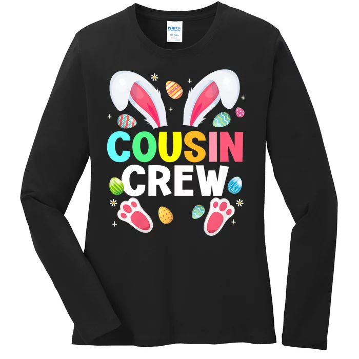 Cousin Crew Easter Bunny Family Matching Ladies Long Sleeve Shirt