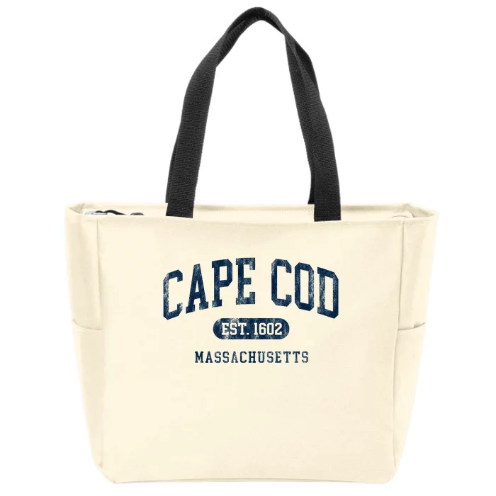 Cape Cod Est 1602 Massachusetts Retro Preppy Throwback Zip Tote Bag