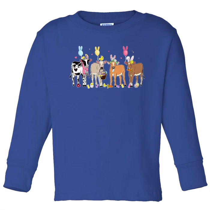 Cute Cow Easter Day Farm Animals Toddler Long Sleeve Shirt