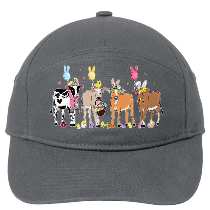 Cute Cow Easter Day Farm Animals 7-Panel Snapback Hat