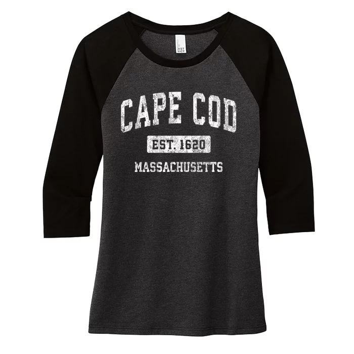 Cape Cod Est 1620 Massachusetts Ma Vintage Sports Established Design Women's Tri-Blend 3/4-Sleeve Raglan Shirt