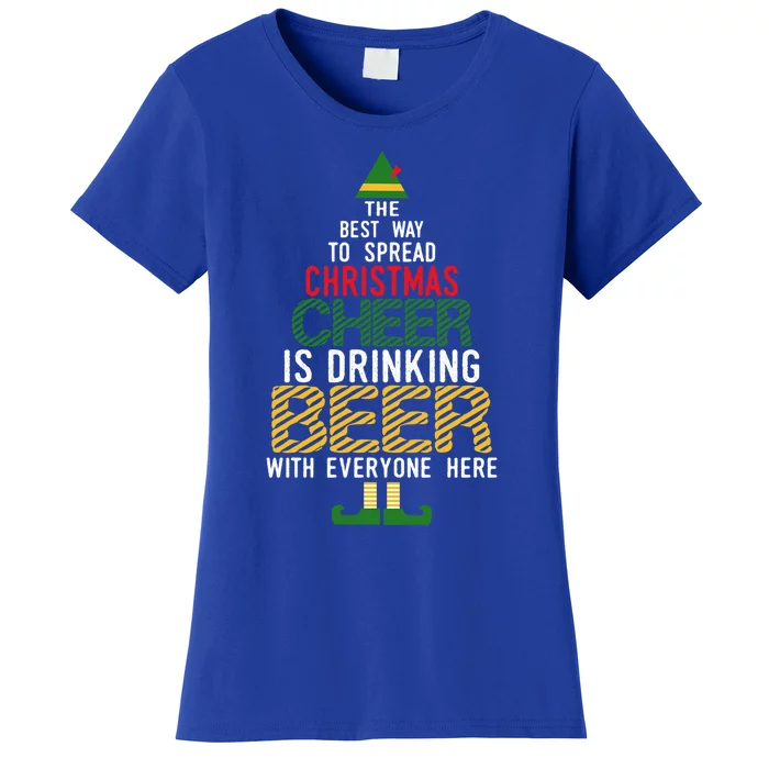 Christmas Cheer Elf Funny Naughty Santa Elf Beer Sweater Gift Women's T-Shirt