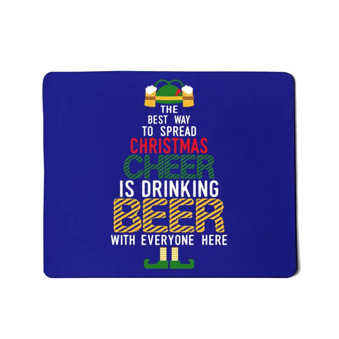 Christmas Cheer Elf Funny Santa Elf With Beer Hat Sweater Gift Mousepad