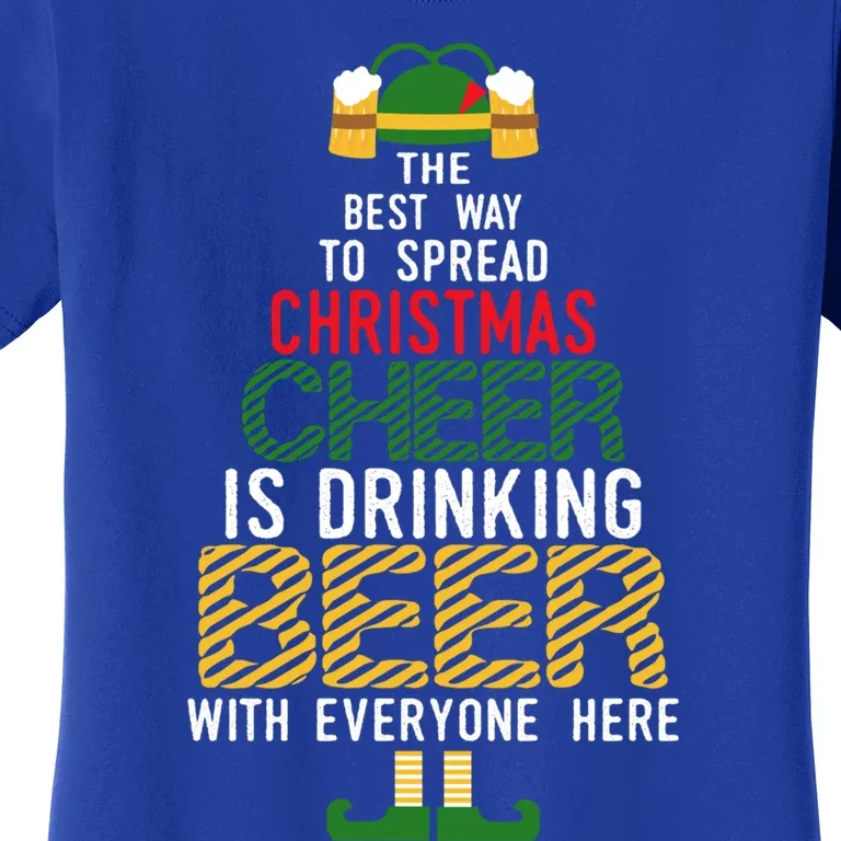 Christmas Cheer Elf Funny Santa Elf With Beer Hat Sweater Gift Women's T-Shirt