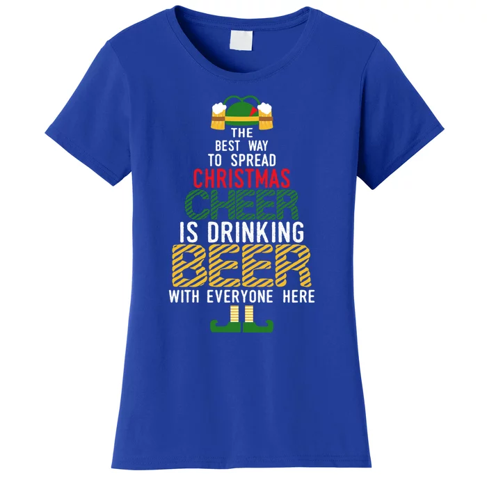 Christmas Cheer Elf Funny Santa Elf With Beer Hat Sweater Gift Women's T-Shirt