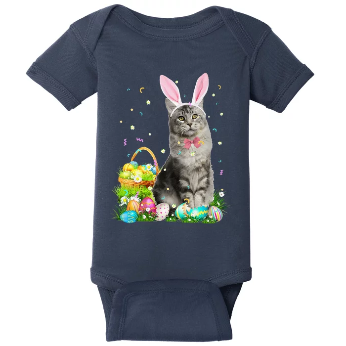 Cute Cat Easter Day Bunny Eggs Costume Gift Funny Cute Baby Bodysuit