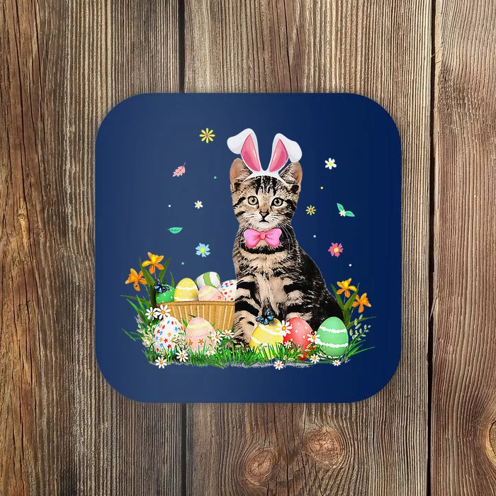 Cute Cat Easter Day Bunny Eggs Costume Gift Funny Coaster