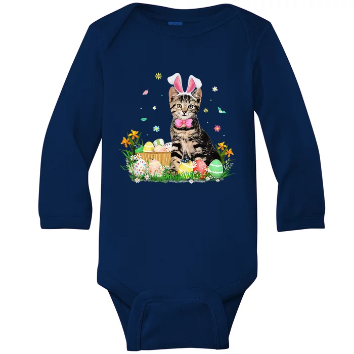 Cute Cat Easter Day Bunny Eggs Costume Gift Funny Baby Long Sleeve Bodysuit