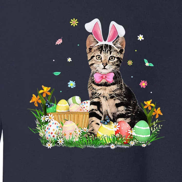 Cute Cat Easter Day Bunny Eggs Costume Gift Funny Toddler Sweatshirt