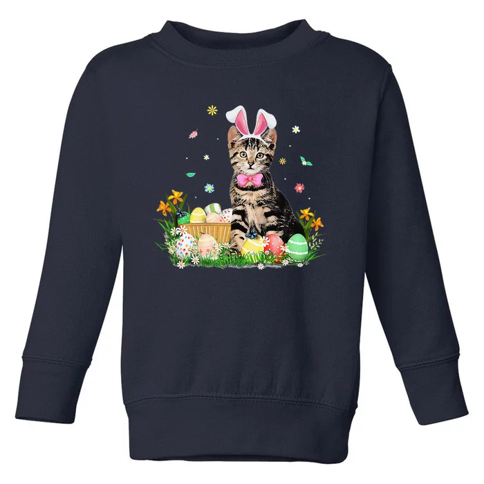 Cute Cat Easter Day Bunny Eggs Costume Gift Funny Toddler Sweatshirt