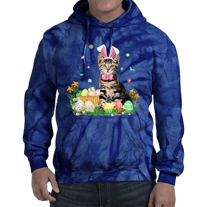 Cute Cat Easter Day Bunny Eggs Costume Gift Funny Tie Dye Hoodie