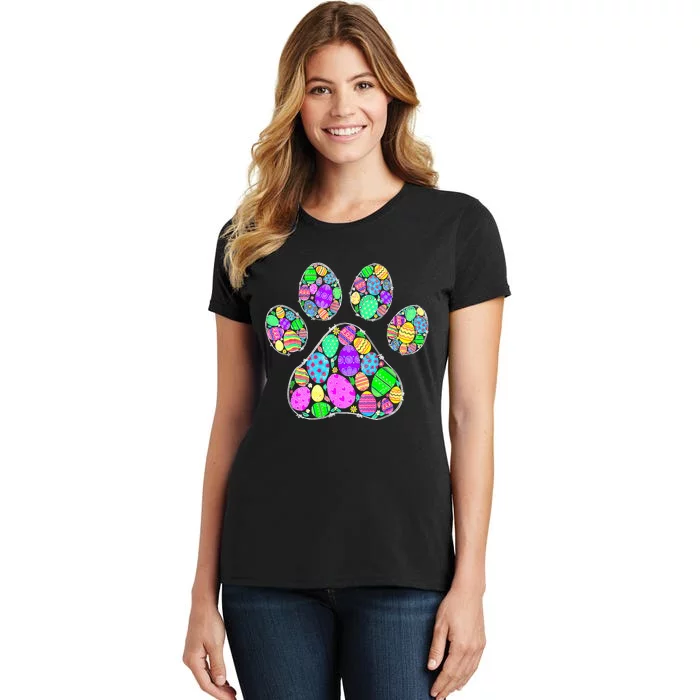 Cute Colorful Easter Eggs Dog Cat Paw Lover rabbit Women's T-Shirt