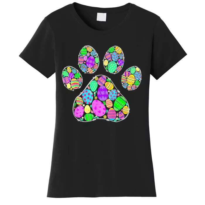 Cute Colorful Easter Eggs Dog Cat Paw Lover rabbit Women's T-Shirt