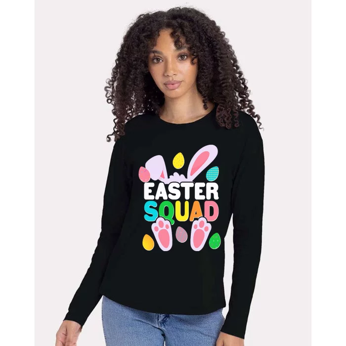 Cute Colorful Easter Squad Easter Bunny Rabbit Eggs Womens Cotton Relaxed Long Sleeve T-Shirt