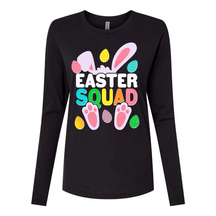 Cute Colorful Easter Squad Easter Bunny Rabbit Eggs Womens Cotton Relaxed Long Sleeve T-Shirt