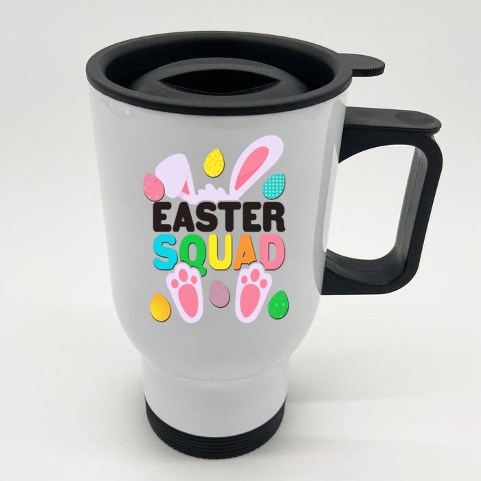 Cute Colorful Easter Squad Easter Bunny Rabbit Eggs Front & Back Stainless Steel Travel Mug