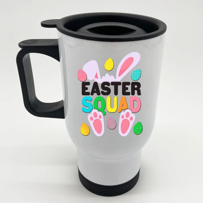 Cute Colorful Easter Squad Easter Bunny Rabbit Eggs Front & Back Stainless Steel Travel Mug