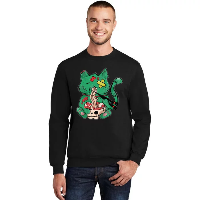 Creepy Cat Eating Ra Noodles Halloween Costume Tall Sweatshirt