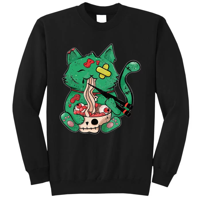 Creepy Cat Eating Ra Noodles Halloween Costume Tall Sweatshirt