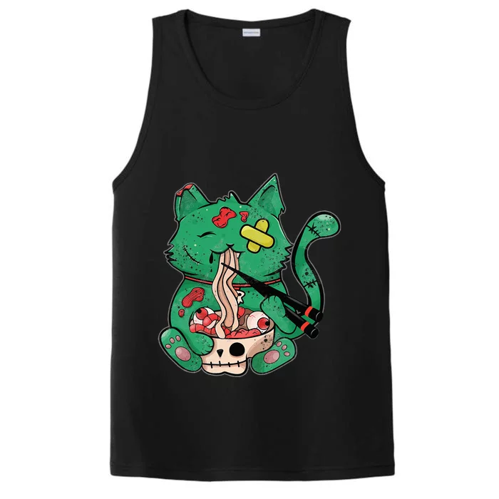 Creepy Cat Eating Ra Noodles Halloween Costume Performance Tank