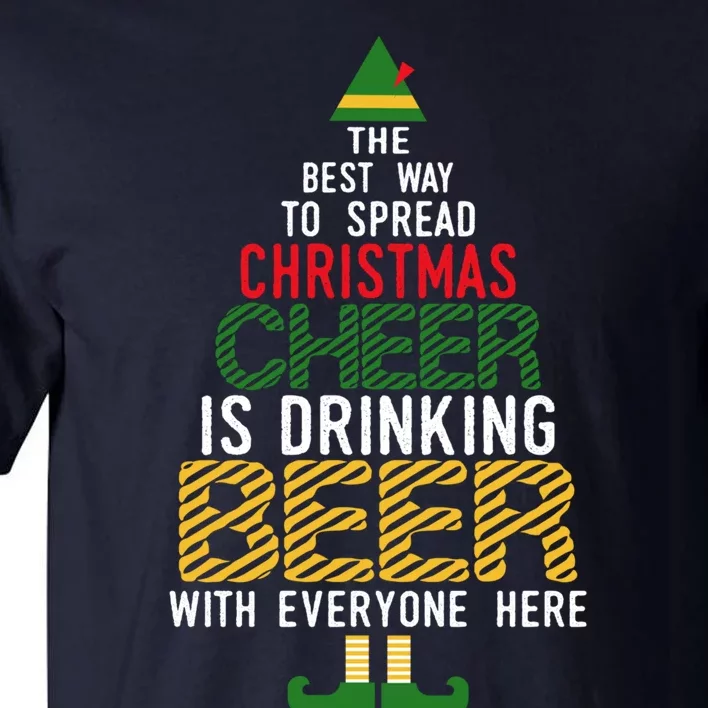 Christmas Cheer Elf | Funny Naughty Santa Elf Beer Sweater Tall T-Shirt